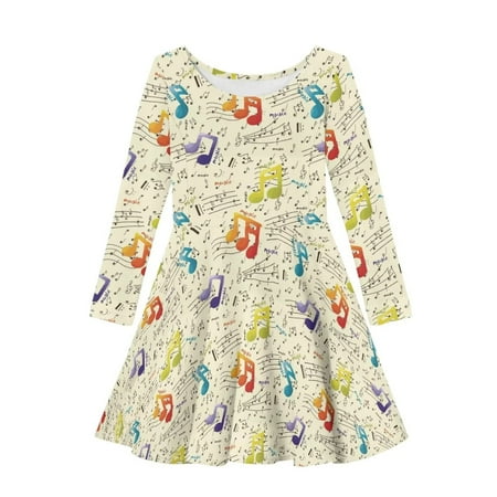 

TOADDMOS Musical Notes Kids formal Dresses for Girls Customized Kids Dress Shirts Size M Stylish Children Outfits
