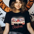 thumbnail image 3 of Small Town Christmas Barn Shirt | Rustic Country Holiday T-Shirt, Maroon, Size M, 3 of 6