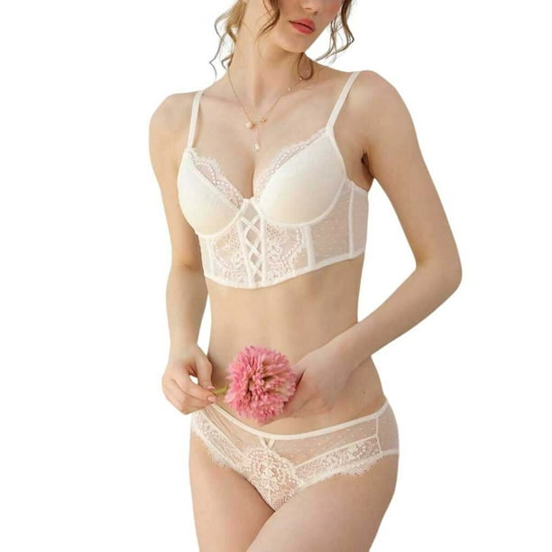 facefd French Lingerie Sexy Push Up Brassiere Breathable Skin Friendly  Ladies Lace Bra Panty Sets Wedding Thin Underwear M