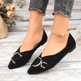 thumbnail image 4 of Rokment Women's Metallic Ballet Flat Dressy Shoes Elegant Fashion Casual Leather Buckles Pointed Toe Slip on Walking Loafers Bridal Glitter Dress Shoe Spring Fall Beige Size 6.5, 4 of 6
