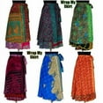 thumbnail image 2 of Indian Vintage Long Silk Sari Wrap Skirts Women Magic Boho Reversible Dress Hippie Recycled Bohemian Gypsy Skirts 5 PC, 2 of 7