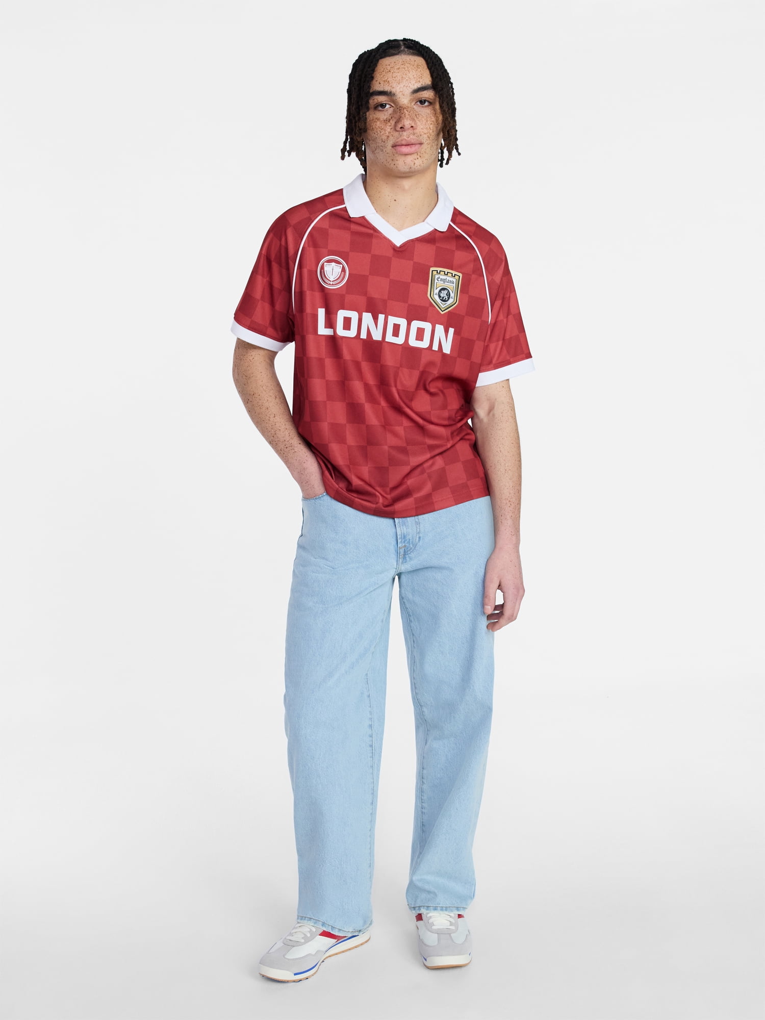 No Boundaries Soccer Jersey Mesh Tee with Short Sleeves, Men's XS-4XLT