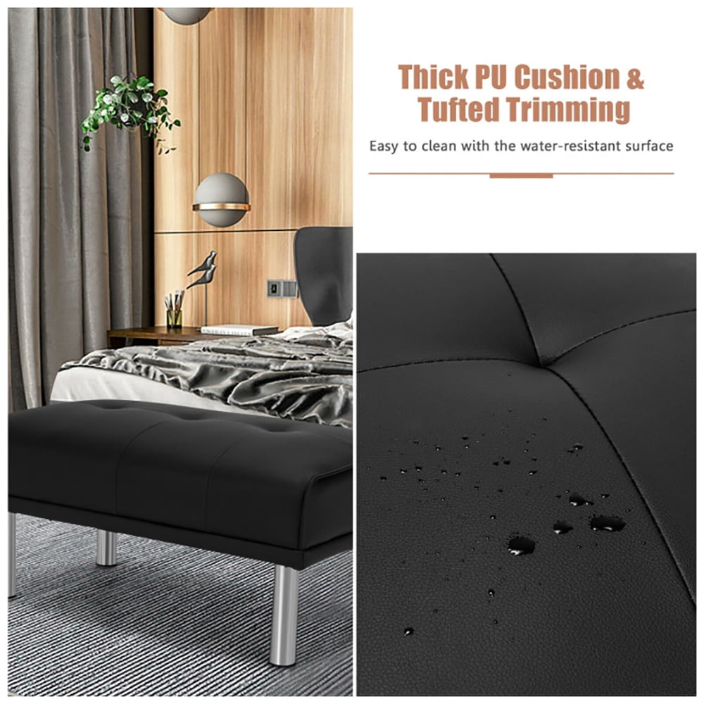 Finihen Modern Tufted Ottoman Bench, Rectangular Footstool, Rectangle Tufted Ottoman with Stainless Steel Legs, for Living Room, Bedroom, Black Finihen Modern Tufted Ottoman Bench, Rectangular Footstool, Rectangle Tufted Ottoman with Stainless Steel Legs, for Living Room, Bedroom, Black