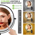 thumbnail image 3 of Rechargeable Wall Mounted Lighted Makeup Mirror DoubleSided /x Magnifying Mirror with Color Lights Vanity Mirror with DualTouch & Luminance Memory (Nickel), 3 of 7
