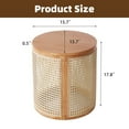 thumbnail image 4 of TIMOREN 15.7" Round End Table, Hollow Woven Side Table with Rattan Style Design, Rubber Wood Nightstand, Small Accent Tea Table with Round Top for Living Room, Bedroom, Entryway, Natural, 4 of 9
