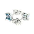 thumbnail image 2 of 14K Solid Gold Push Back Stud Earrings for Women | 1.5 cttw Princess Cut Blue Moissanite | White Gold, 2 of 5