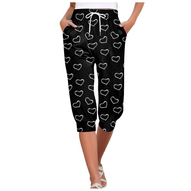YDLCAFD Capris For Women 4Th Of July Flag Independence Day Print Pants Bottom Drawstring Joggers