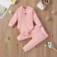 thumbnail image 2 of Odeerbi Baby Bodysuit Layette Set for Toddler Infant Newborn Girls Boys Ribbed Solid s Elastic Pants Outfits Set Pink, 2 of 9
