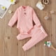 thumbnail image 2 of Body Para Bebé, Conjunto De Canastilla, Monos Para Niños Pequeños, Niñas Recién Nacidas, Niños, Pantalones Elásticos Sólidos Acanalados, Conjunto De Trajes Rosa Odeerbi  LM103-3054, 2 of 9