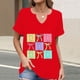 thumbnail image 2 of Corto para las Mujeres Casual Verano 2025 Pascua Impresión V-Cuello Camiseta, Ligero 95% Poliéster 5% Spandex Top para Toda la Temporada Hogar Y Diario, 2 of 7
