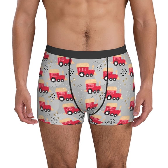 Mens Underwear Boxer Briefs - Train Pattern Comfort Breathable men's boxer briefs with Flex Waistband