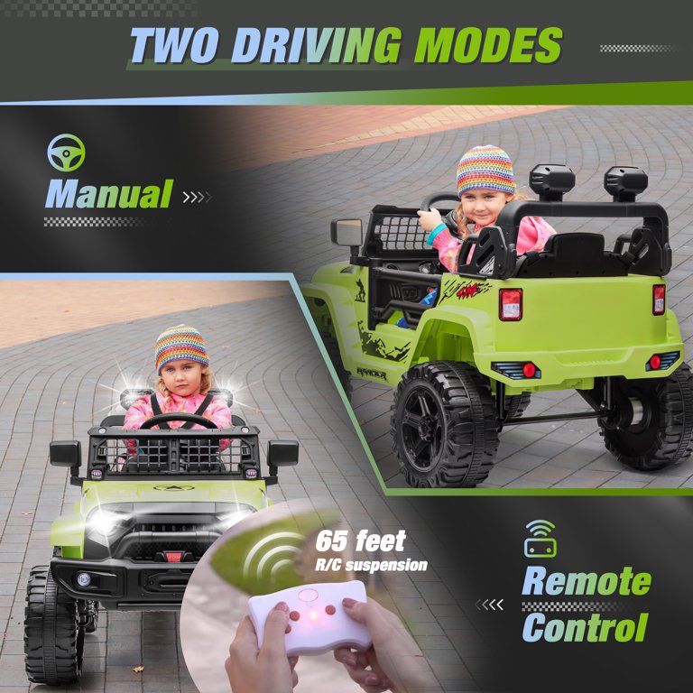 Clovercat 12V Kids Ride On Truck, Remote Control, Spring