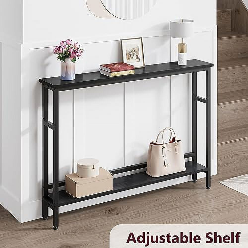 Faitaliicy 2 Tier Narrow Sofa Side Table Thin Console Table Slim Behind Couch Table Small Entryway Table Display Table With Adjustable Shelf For Hallway Bedroom Living Room Foyer