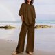 thumbnail image 1 of Puntoco Traje De Verano Para Mujer Moda Manga Corta Pantalones De Color Sólido Traje Casual De Dos Piezas Liquidación Puntoco Puntoco-5510, 1 of 5