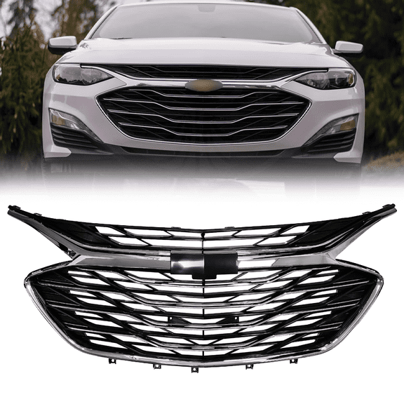 Front Upper Lower Grille W/Chrome Trim For Chevy Chevrolet Malibu 2019-2024