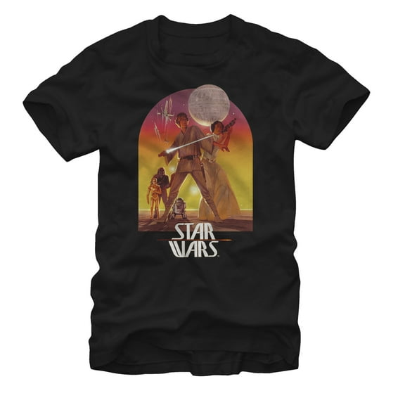 Men's Star Wars Ralph McQuarrie Luke and Leia  Graphic Tee Black Large