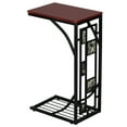 thumbnail image 2 of YOFE Contemporary Nesting Metal Wood C-Shaped End Table, Brown, 2 of 11
