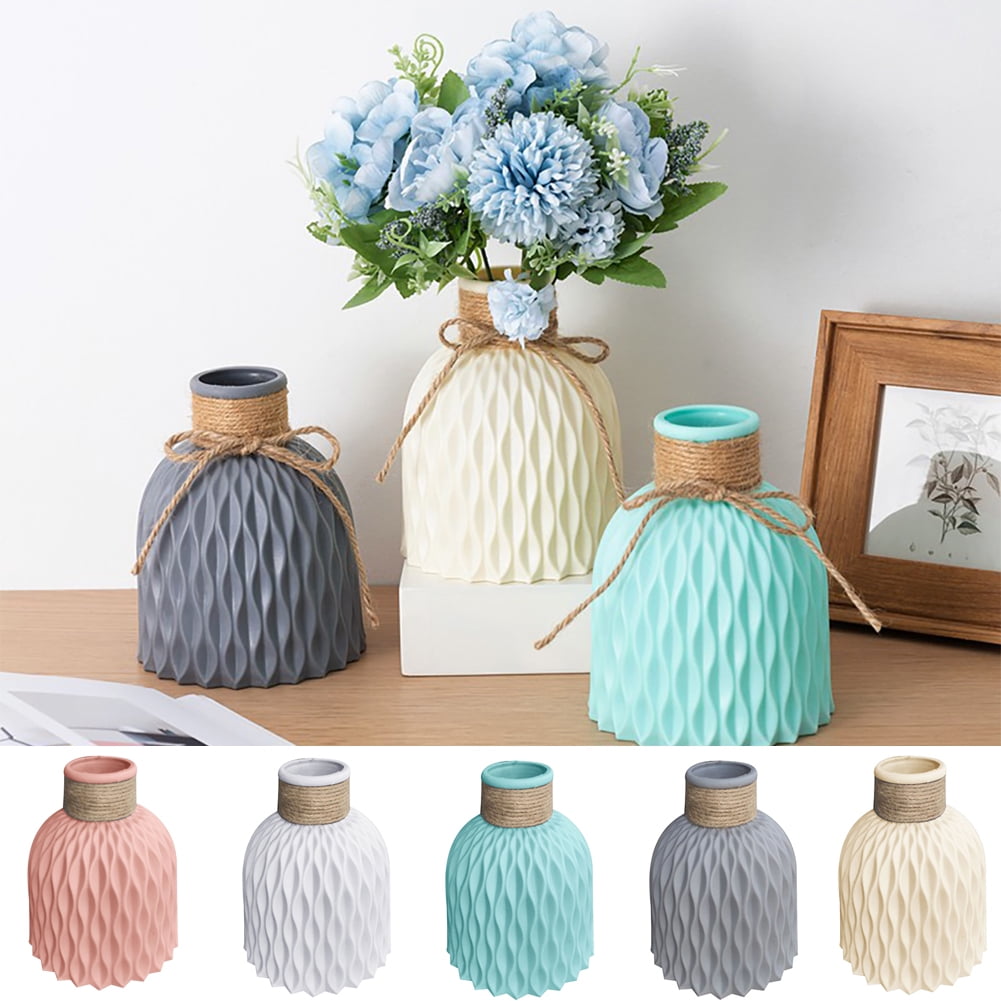 Zhaomeidaxi Plastic Faux Ceramics Striped Flower Vase Decorative Flower