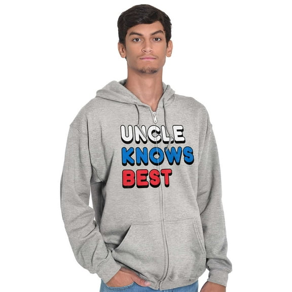 Uncle Knows Best Fathers Day Birthday Men's Big & Tall Graphic Zip Up Hoodie Brisco Brands 2X