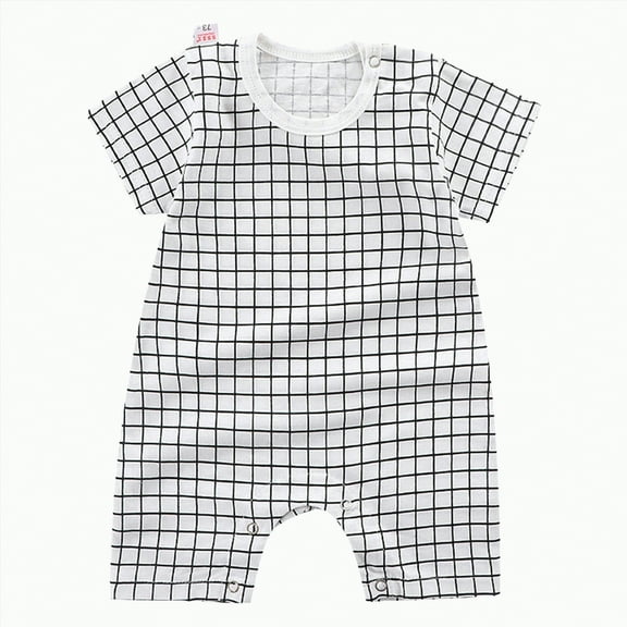 Hessimy Baby Girl Boy Clothes Summer Outfits Short Sleeve Romper Jumpsuit Cotton Linen Solid Color T-Shirt Bodysuit animal pattern (White,18-24 Months)