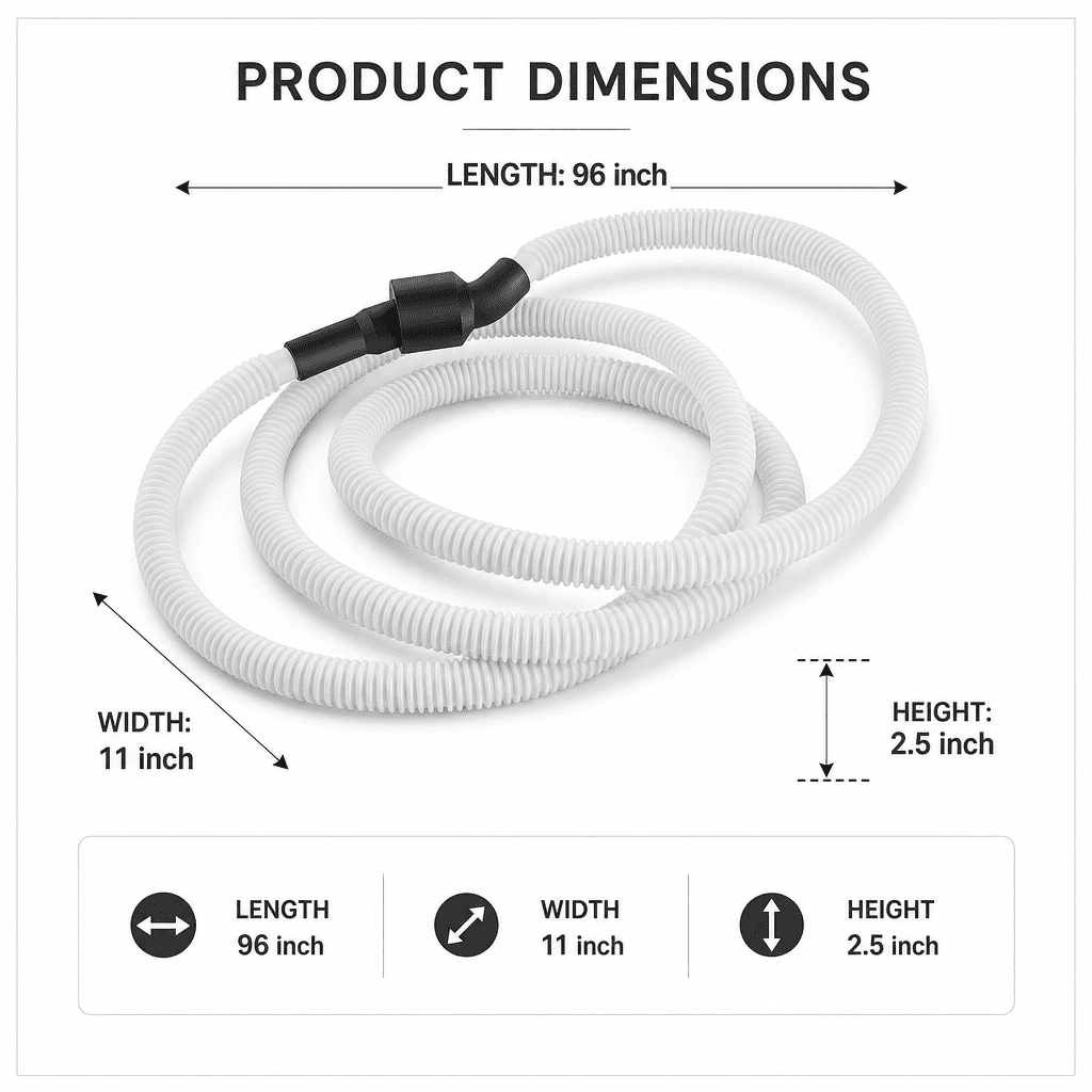 Universal Corrugated Drain Hose, Flexible Discharge Pipe, For Washing Machines, Standard, White, 1 Piece