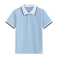 thumbnail image 3 of Cethrio Boys Casual Polo Shirts, Cotton Collared School Uniform Pullover Summer Tops Blue Size 8, 3 of 3