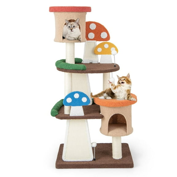 YYAo Large Cat Tree, Luxury Cat Tower Cat Condo, Cat Play House, 4-In-1 Cat Tree with 2 Condos and Platforms for Indoors-Multicolor