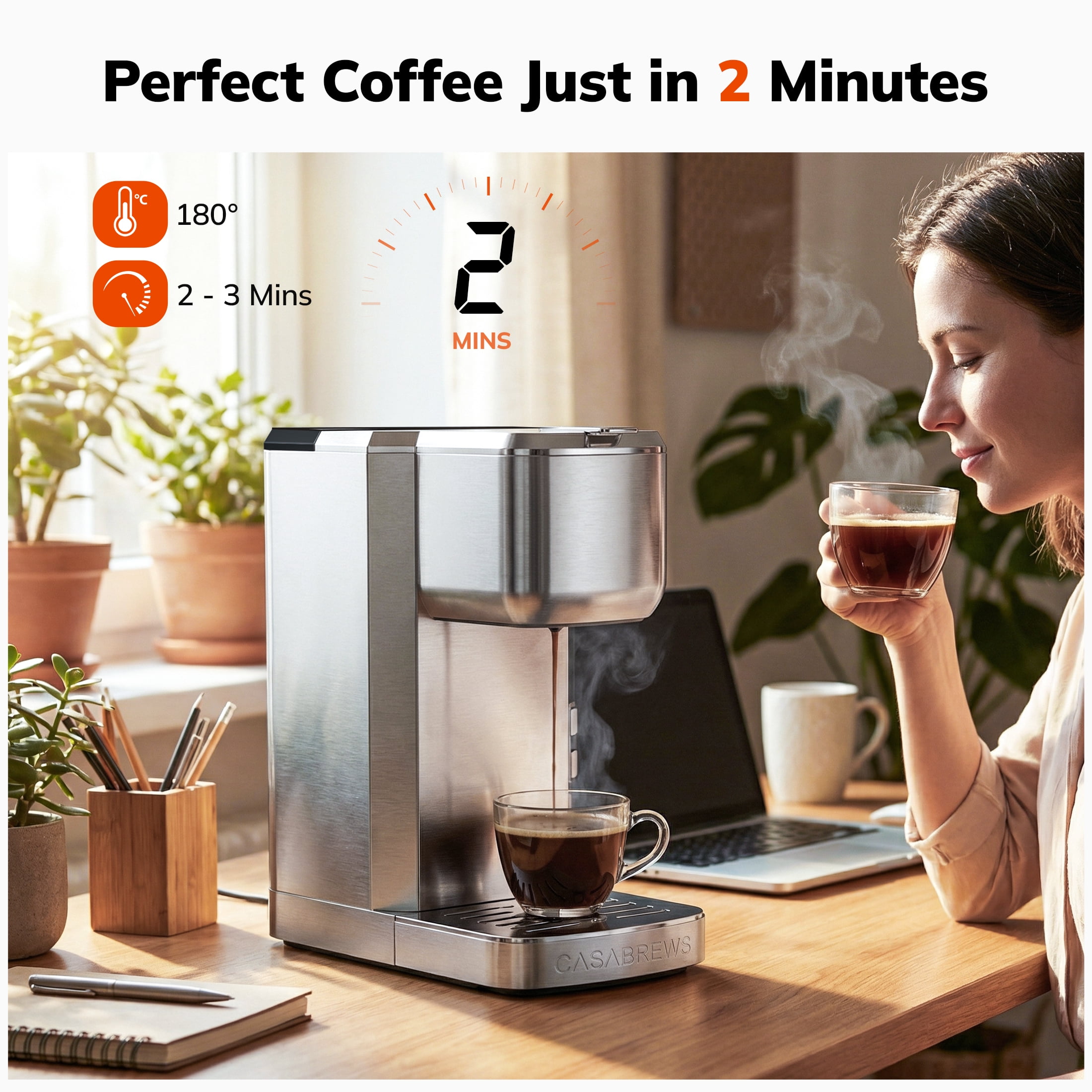 Coffee Maker 2-in-1 Single Serve Coffee Machine for K-Cup Capsule Pod and Ground Powder Brewer for Home Office Kitchen, Black