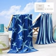 thumbnail image 3 of 100% Cotton Jacquard 2 Pack 30" x 60" Printed Beach & Pool Towels (Navy/Royal Blue Starfish & Stripes, 2 Pack- 30" x 60"), 3 of 4
