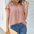 thumbnail image 6 of Puntoco Tops Blouses for women Clearance 2025,Women Lace Short Sleeve Shirts Dressy Casual Tops Summer Tee Shirt Pink L(L), 6 of 8