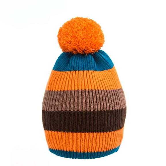 Winter Pom-Pom Warm Knitted Hat for Men and Women with Rolled Edge Pullover Winter Hat