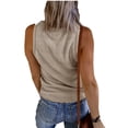 thumbnail image 2 of Solid Color Women Sleeveless V-Neck Buttons Tank Tops Slim Fit Henley Camisole Shirt, 2 of 3