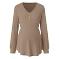 thumbnail image 5 of mgoYE Women's Maternity Shirts, Ribbed Long Sleeve Pregnancy Sweaters Crew Neck Slit Side Knit Pregnant Tunic Tee Top(Khaki,M), 5 of 6