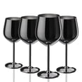thumbnail image 1 of Juego de 4 copas de vino de acero inoxidable WOTOR, 530 ml, color negro, 1 of 6