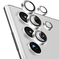 for Samsung Galaxy S22 Ultra Camera Lens Protector, 9H Tempered Glass Camera Cover Screen Protector Metal Individual Ring for Samsung Galaxy S22 Ultra 6.8 inch 5G 2022, Silver