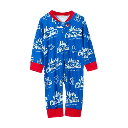 Multitrust Christmas Family Matching Pajamas Letters Print Tops with Pants