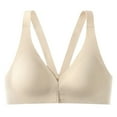thumbnail image 7 of Plunge Bra, Comdrip Womens Front Closure Bra Racerback Plus Size Unlined Underwire Full Coverage Bras Womens Bras Wireless Support Bra Beige M, 7 of 7