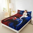 thumbnail image 5 of Feelyou Futuristic Gamepad Boys Twin Sheet Sets, Fashion Red Blue Honeycomb Twin Fitted Sheet, Modern Video Game Flat Sheet, Ultra Soft Bedroom Decor, 3 Pieces, 5 of 8