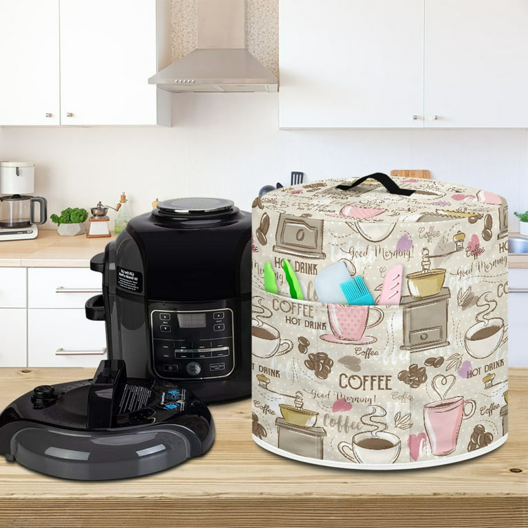 Xoenoiee Coffee Theme Print Kitchen Aid Pressure Cooker Protector
