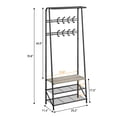 thumbnail image 3 of Hall Tree with Bench – 4-in-1 Rustic Entryway Organizer – 5 Hooks, Shoe Rack & Coat Rack – 200 lb Seat – Space-Saving – MDF & Steel – 70"H, 3 of 20