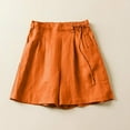 thumbnail image 2 of ShomPort Women's Cotton Linen Cute Shorts A-Line Wide Leg Elastic Waist Button Shorts with Pockets, 2 of 4