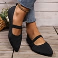 thumbnail image 2 of Women Pointed Toe Flat Shoes Solid Color Knitted Slip on Shoes Casual Breathable Ballet Flats Women Flat Shoes Loafers Women, 2 of 6