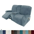 thumbnail image 2 of Housse de Causeuse Inclinable 2024 avec Housse pour Console Centrale, Housse Extensible en Velours 8 Pcs pour Canapé Inclinable 2 Places, Bleu Paon, 2 of 12
