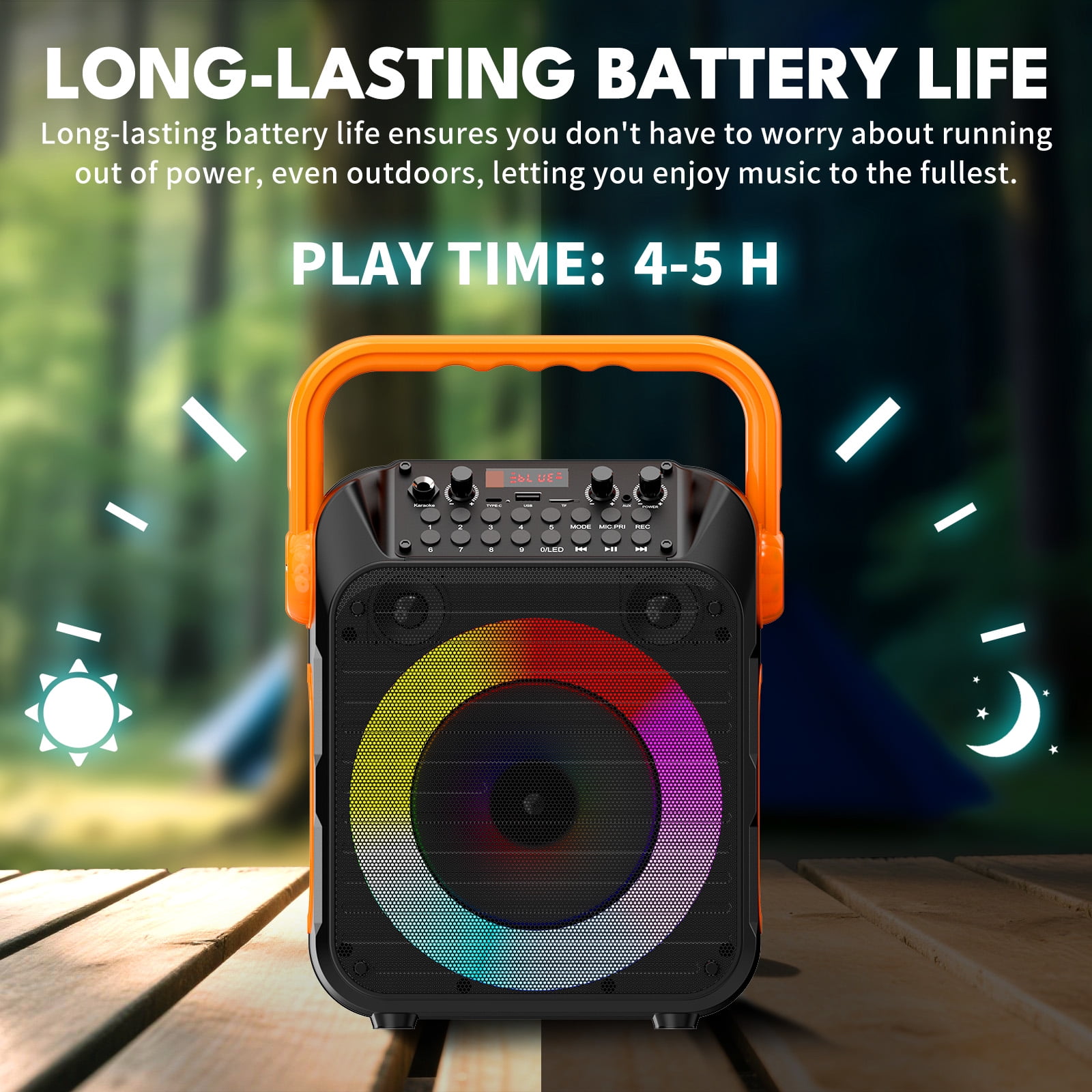 Dammyty Karaoke Machine for Adults Kids, Karaoke Speaker with 2 Microphone, Portable Bluetooth Speaker with DJ Lights for Partyth Speaker for Outdoor Party