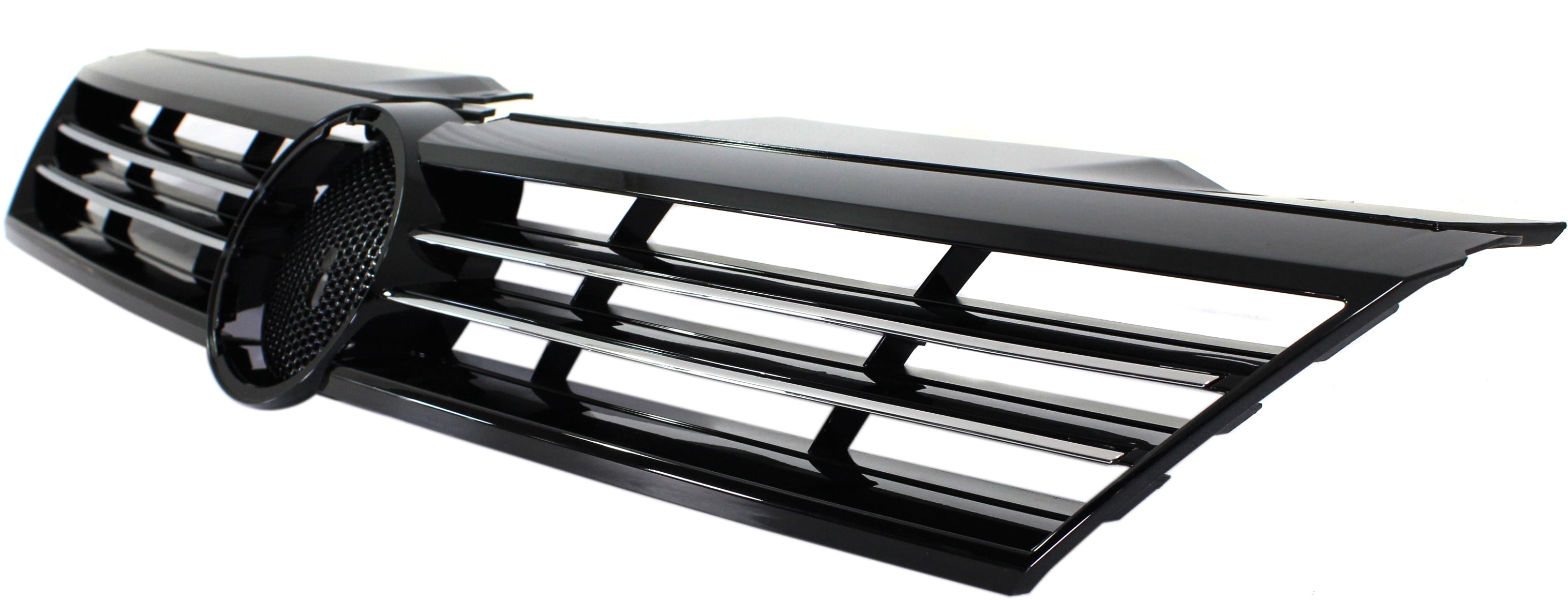 Grille Assembly Compatible With 2011-2014 Volkswagen Jetta Sedan Chrome Shell with Painted Black Insert