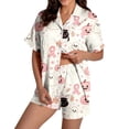 thumbnail image 2 of Womens Pajama Sets Satin Cozy Funny Pumpkin Print Fall Short‑Sleeve Halloween Pajamas for Women Set, 2 of 7