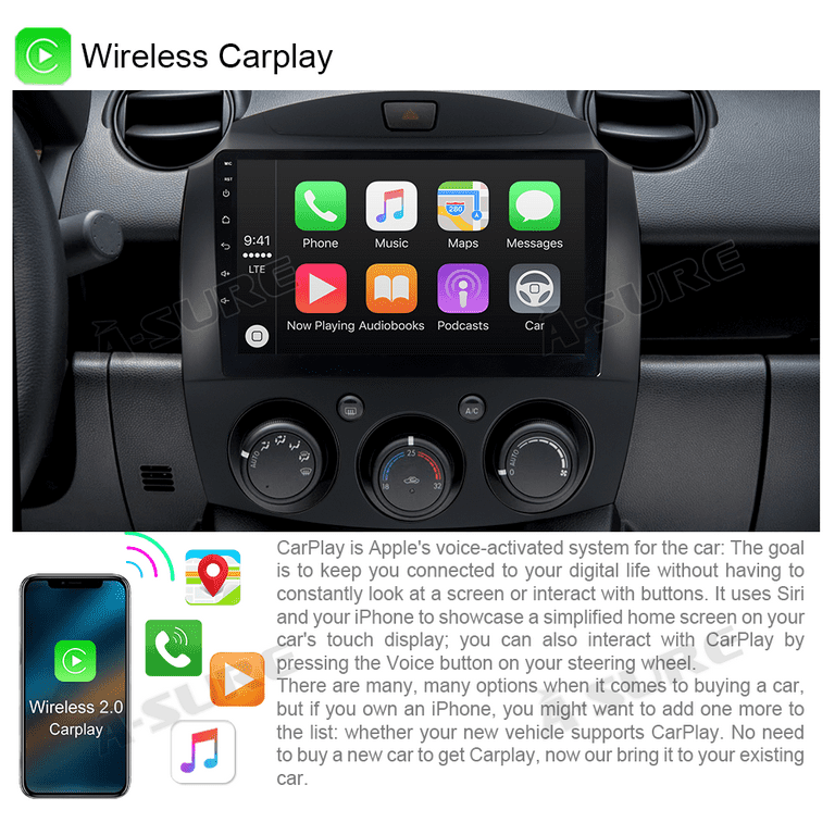 2+32GB Android 12 Apple CarPlay Radio Stereo For Mazda 2 Demio