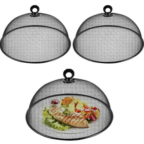 Metal Food Tent,Bexikou 3 Pack Mesh Food Covers,Outdoor Food Covers,Round Food Nets for Outdoors,Reusable Fruit Cover Against Fruit Flies for Table Picnic Camping