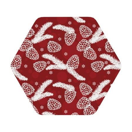 

Giroia Christmas Holiday Pinecone Coasters Leather Coasters Set of 6 Coaster for Drinks Hexagon