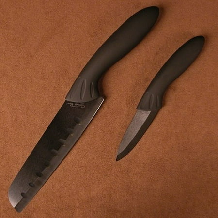 Stone River SRG23CKB Ceramic Santoku/Paring Knife Set Black 2 Pieces